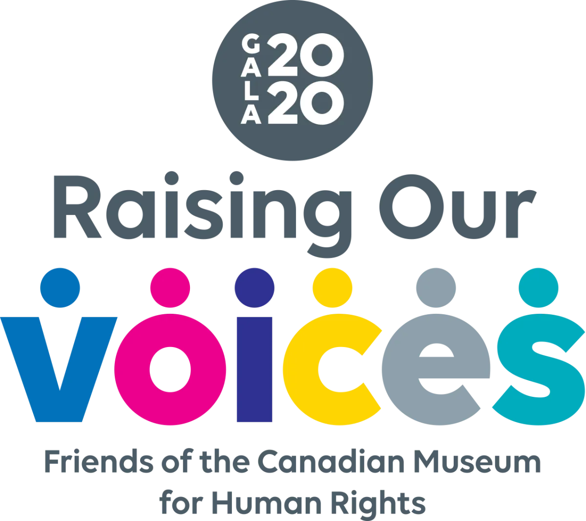 Logo reading "Gala 2020: Raising our voices. Friends of the Canadian Museum for Human Rights." 